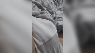 Step mom hand-job step son cock under underwear like a actress