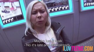 Picking up a blonde tart and screwing her narrow ass
