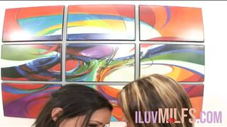 2 fine lesbians fucking in a charming threesome